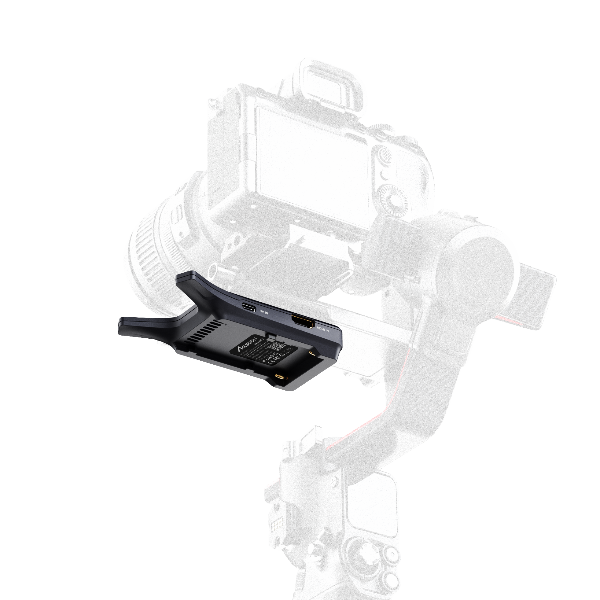 CineView Nano 安装在相机稳定器上的使用方式