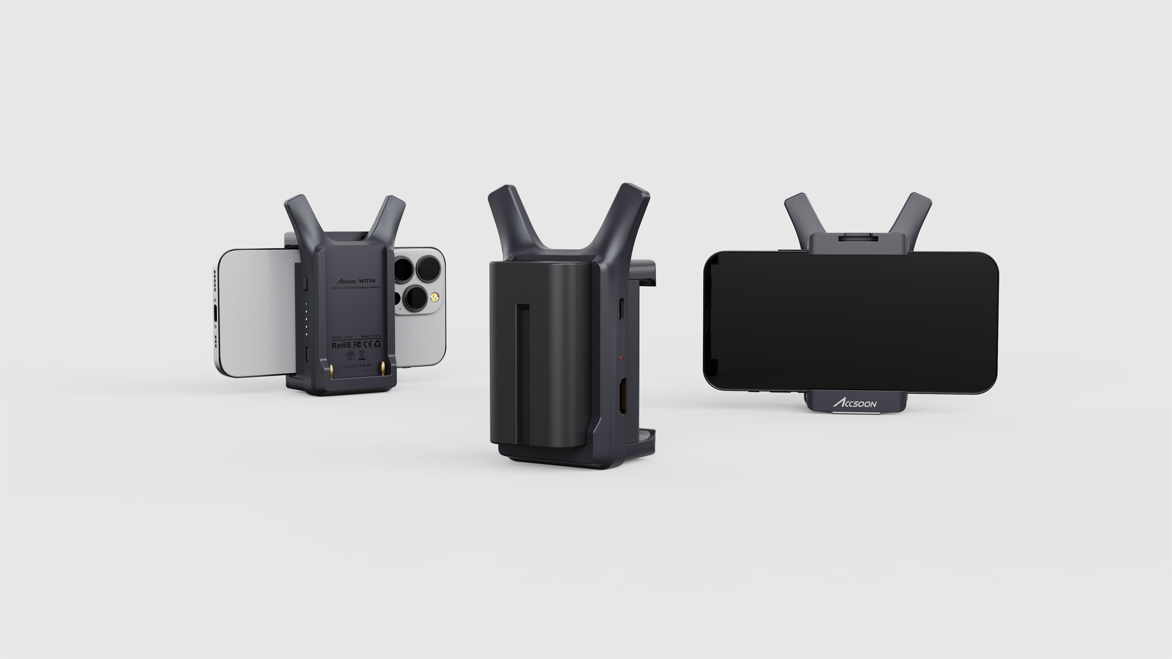 CineView Nano 与手机组合的三种状态