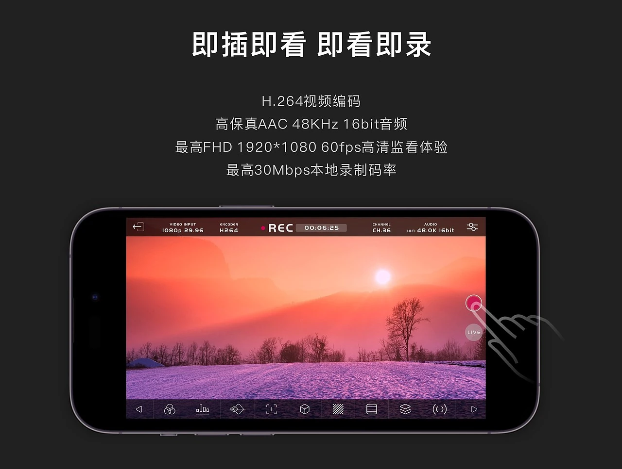 发布版面 / 画面监看与实时录制
