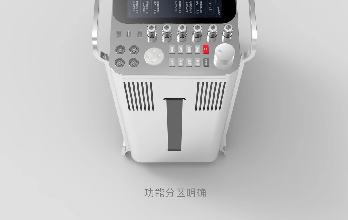 面板细节 / 接口、按键与旋钮的分区 · 设计渲染